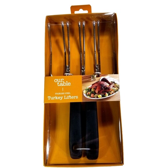 Turkey Lifters Stainless Steel Our Table Grip Rubber Handles Lifting Made Easier - Picture 1 of 4